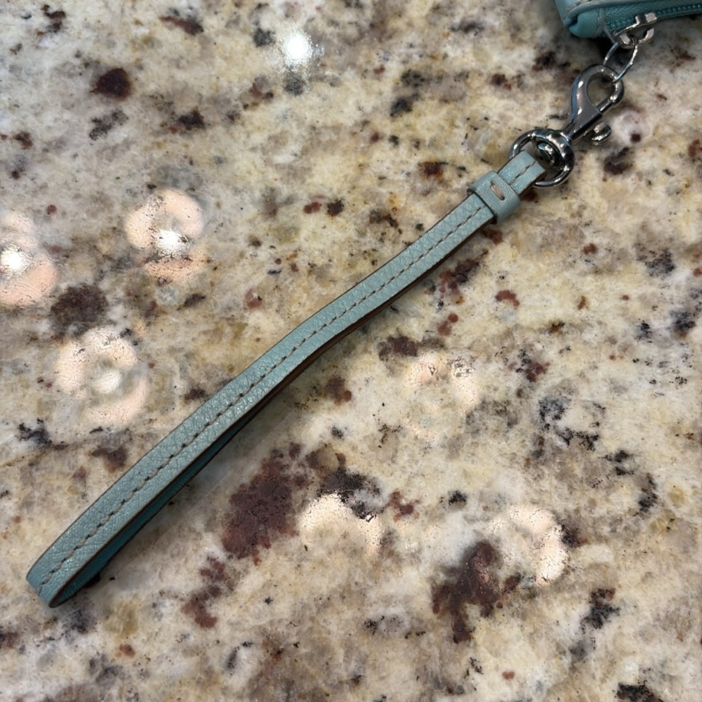 Coach Turquoise Sea Foam Leather Wristlet - Picture 5 of 9